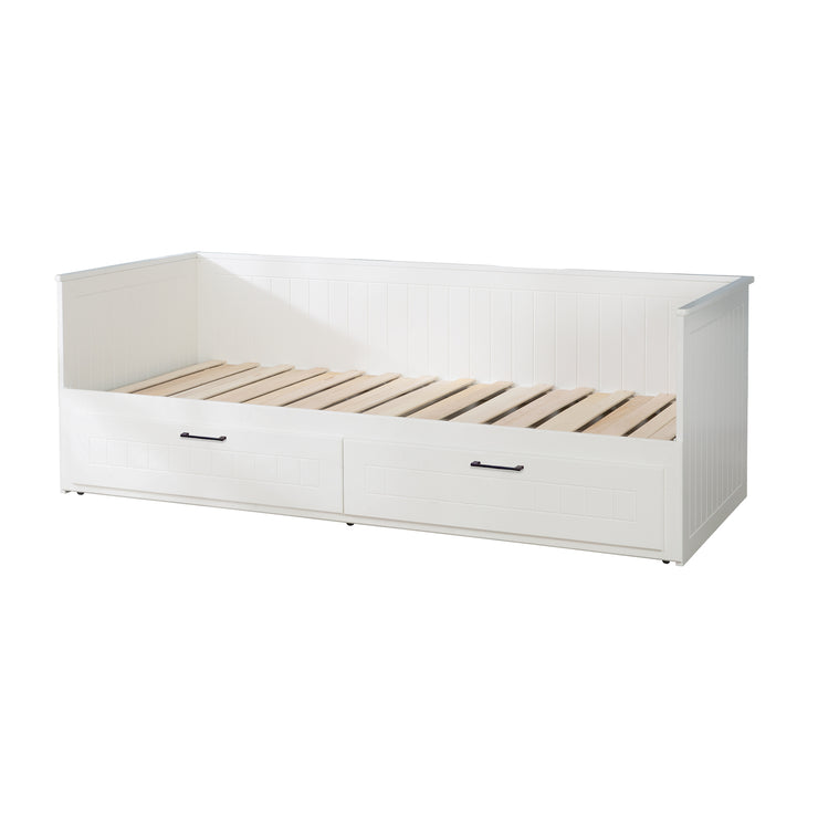 Day bed 'Sylt', extendable, white, 2 drawers, storage space, guest bed in children's room