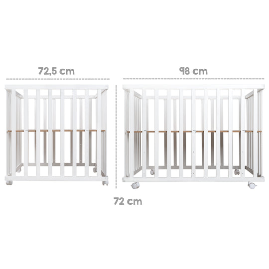 Parque 'Adam & Eule', 75 x 100 cm, incluye almohadilla protectora y ruedas, madera blanca