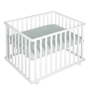 Playpen 'roba Style', 75 x 100 cm, incl. green protective insert & castors, white