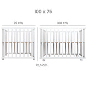 Playpen 'roba Style', 75 x 100 cm, incl. green protective insert & castors, white