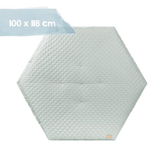 Parque infantil 'roba Style', hexagonal, incluye colchón protector verde y ruedas, madera blanca