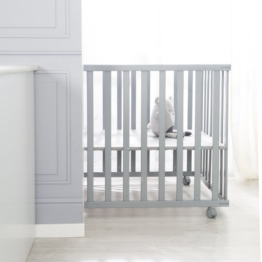 Parque infantil plegable, taupe, 75 x 100 cm, compacto, con ruedas