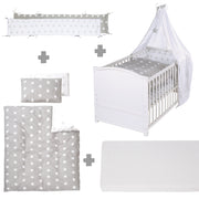 Bed set 'Little Stars', 70 x 140 cm, convertible, incl. bed linen, canopy, nest & mattress