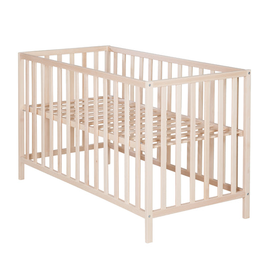 Letto per bambini 'Cosi' 60 x 120 cm, in legno massello di faggio, naturale, regolabile in 3 posizioni in altezza