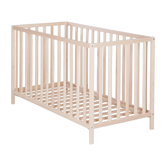 Letto per bambini 'Cosi' 60 x 120 cm, in legno massello di faggio, naturale, regolabile in 3 posizioni in altezza