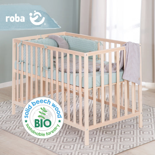 Letto per bambini 'Cosi' 60 x 120 cm, in legno massello di faggio, naturale, regolabile in 3 posizioni in altezza