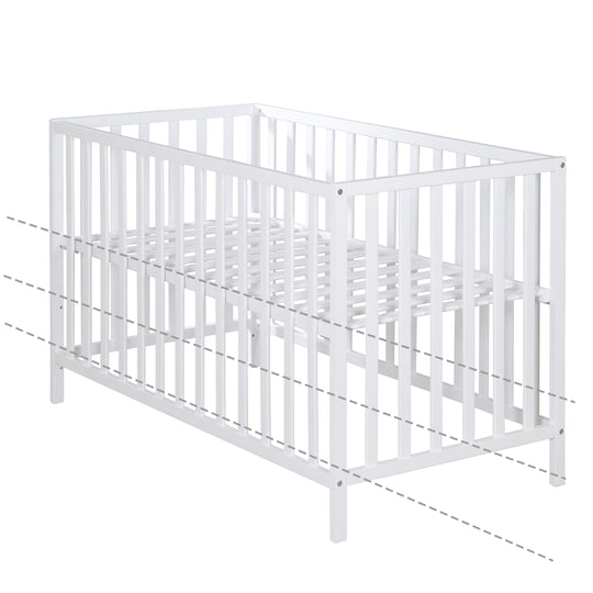 Lit bébé 'Cosi' 60 x 120 cm - Bois massif - Hauteur réglable  - Laqué blanc