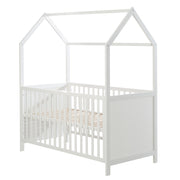House Bed 70 x 140 cm, FSC certified, combi cot, white, 3-way adjustable, convertible