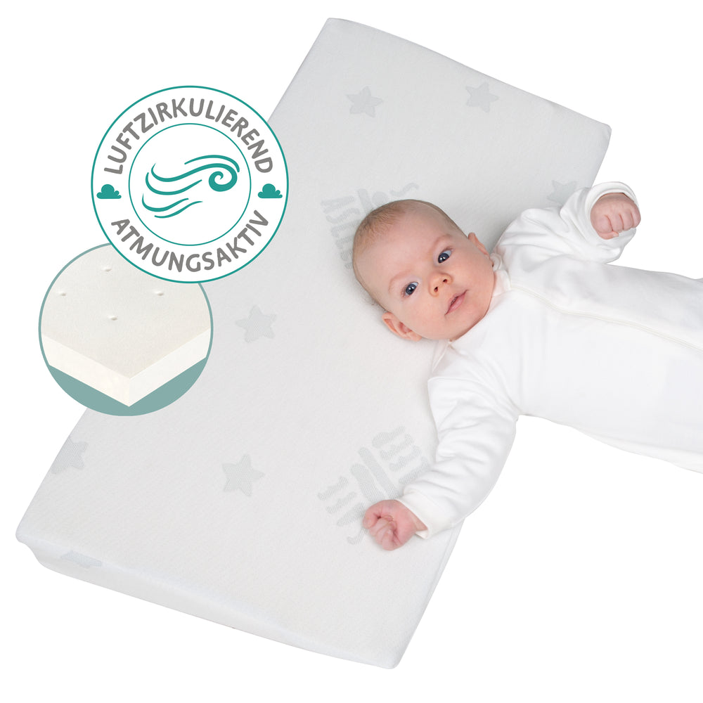 Oreiller de coin 'safe asleep®', Air, 60 x 35 x 8,5 cm, avec couverture jacquard, noyau de matelas perforé