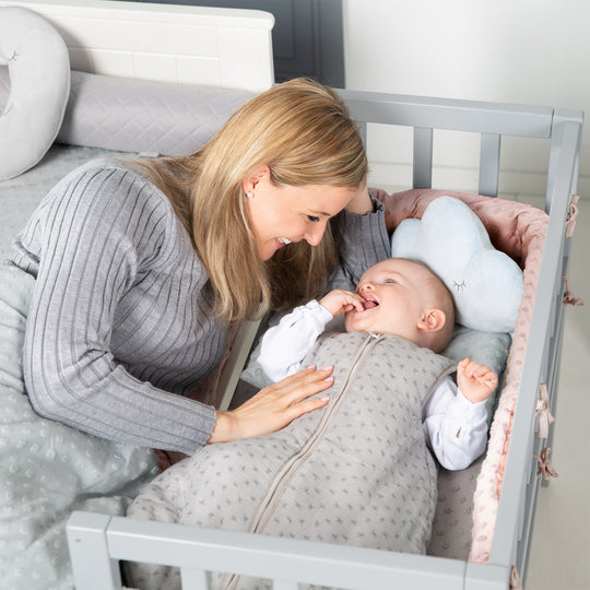 Protectores de cuna orgánicos 'Lil Planet', algodón orgánico, para camas de 60 x 120 - 70 x 140 cm, gris