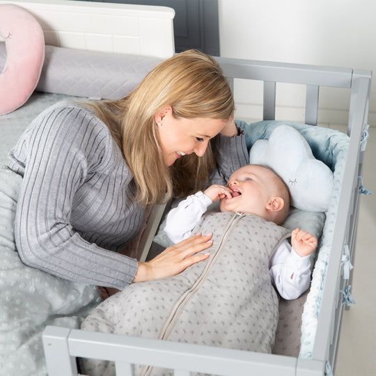 Organic Bed Bumper 'Lil Planet', Organic Cotton, for Beds 60 x 120 cm/70 x 140 cm, Light Blue