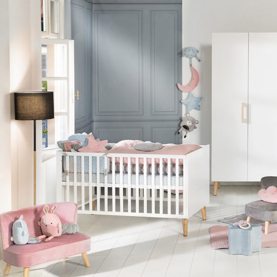 Organic Bed Bumper 'Lil Planet', Organic Cotton, for Beds 60 x 120 cm/70 x 140 cm, Light Blue