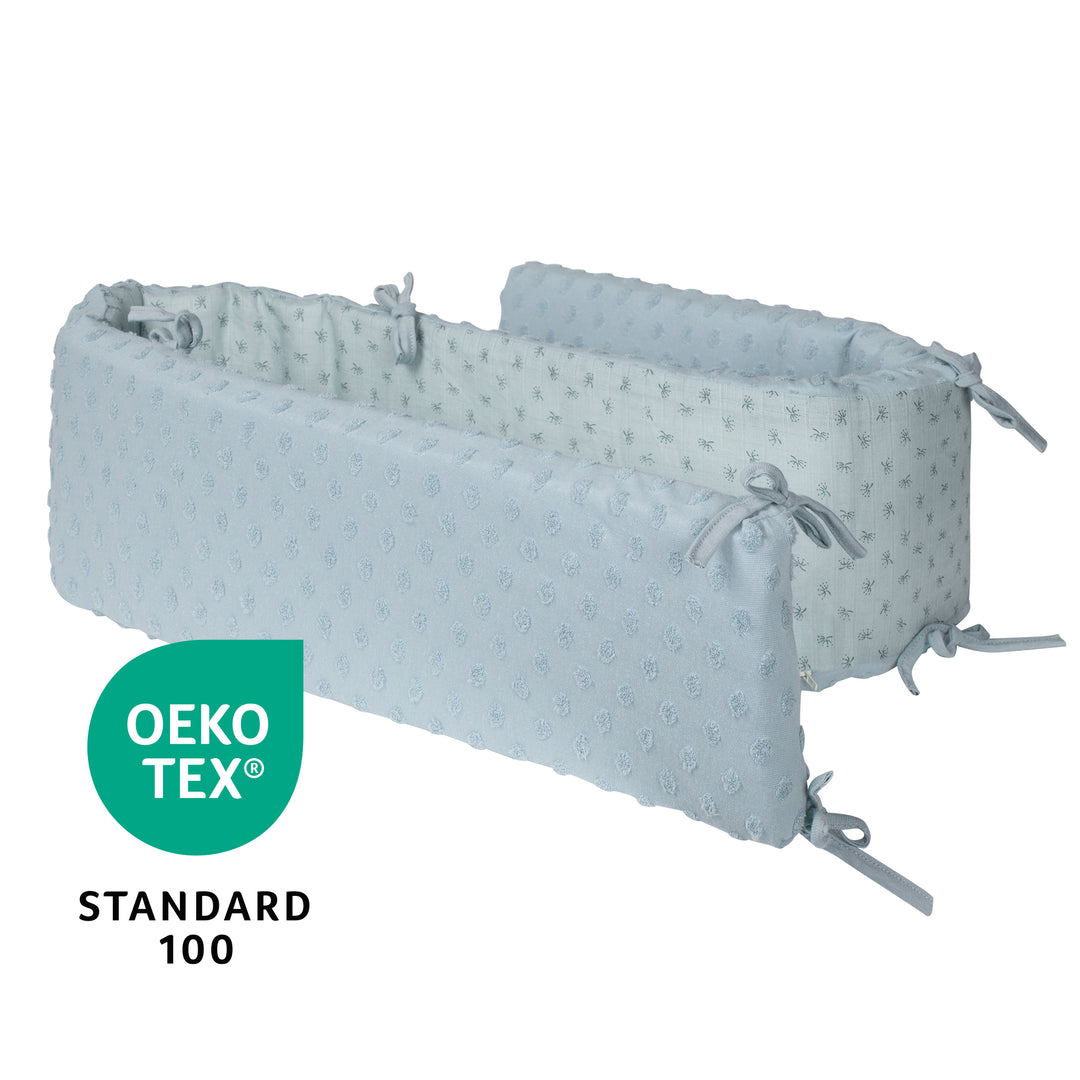 Organic Bed Bumper 'Lil Planet', Organic Cotton, for Beds 60 x 120 cm/70 x 140 cm, Light Blue