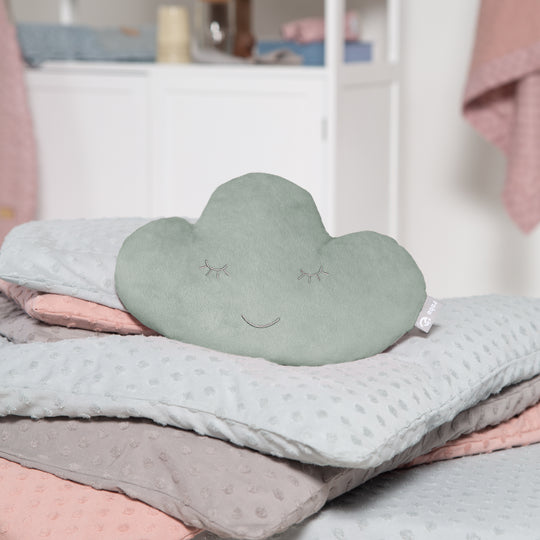 Nuage en peluche 'roba Style' - Coussin décoratif douillet pour chambre d'enfant - Vert givré
