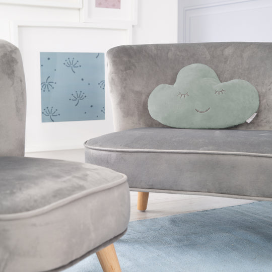 Nuage en peluche 'roba Style' - Coussin décoratif douillet pour chambre d'enfant - Vert givré