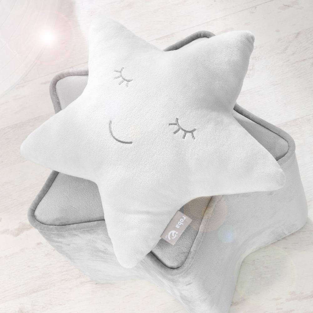Kuschelkissen Stern 'roba Style', Silbergrau, flauschiges Dekokissen für Baby- & Kinderzimmer