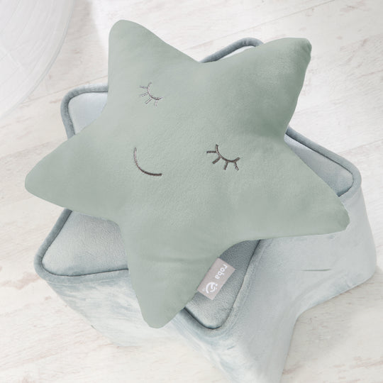 Étoile en peluche 'roba Style' - Coussin décoratif douillet pour chambre d'enfant - Vert givré