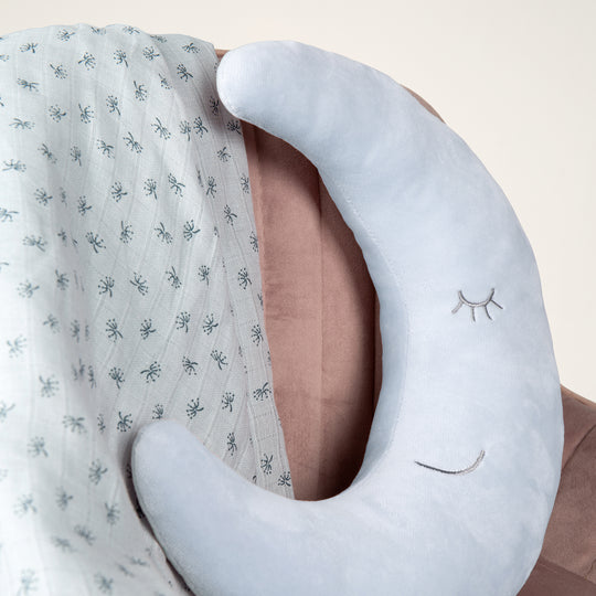 Coussin cervical en forme de lune 'roba Style' - Coussin décoratif en peluche - Bleu clair / ciel
