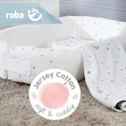 El paquete 'Sternenzauber' incluye manta de punto cosido de 2 caras y lounge para bebés con estrellas