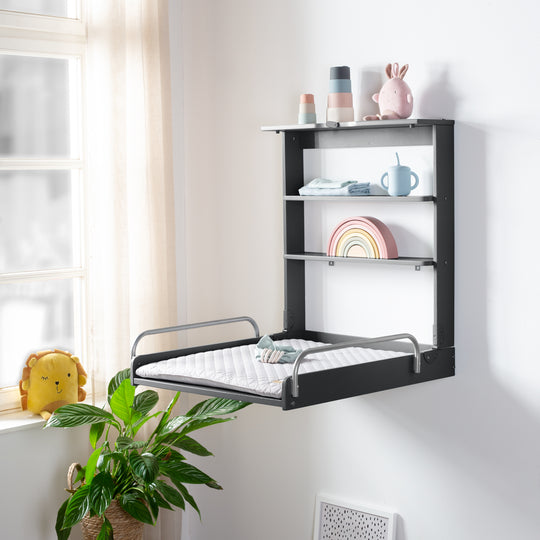 Estante de pared antracita incluido almohadilla para cambiar pañales 'roba Style gris'