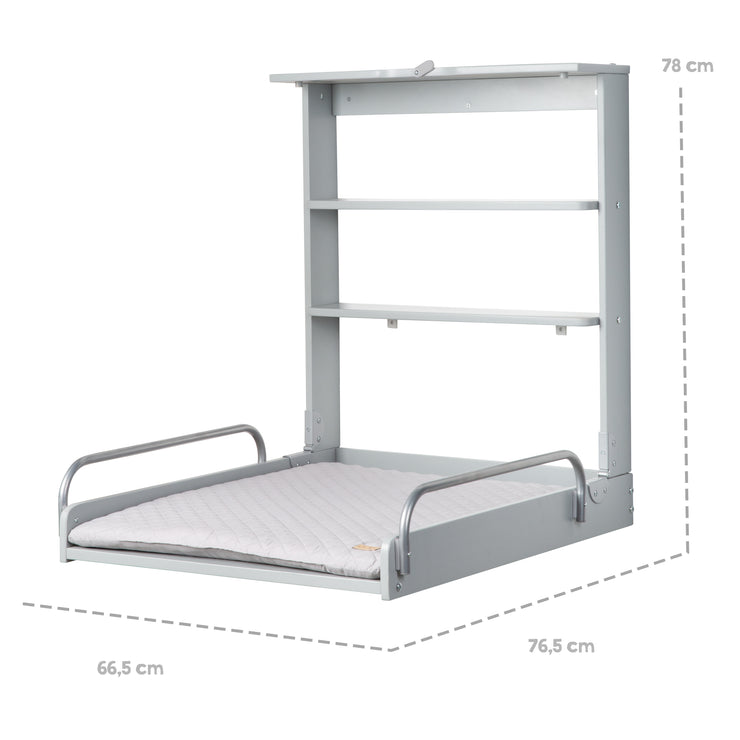 Wall-mounted changing table + Mat 'roba Style grey' - Foldable & space-saving - Grey