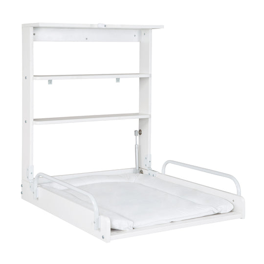 Estante de pared para cambiar, estante plegable para cambiar, incluye almohadilla para cambiar blanca