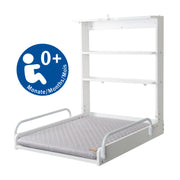Wall changing shelf, white, with changing mat 'roba Style', gray, foldable, space-saving, 2 compartments