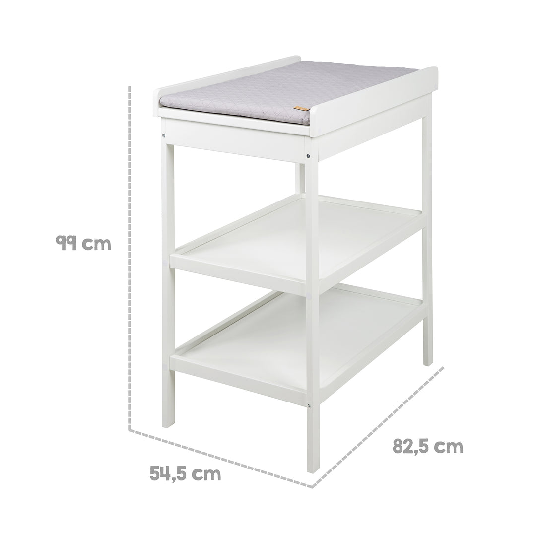 Estante para cambiar, pintado de blanco, incluye alfombra de cambio 'roba style gris', ahorro de espacio, altura 93,5 cm