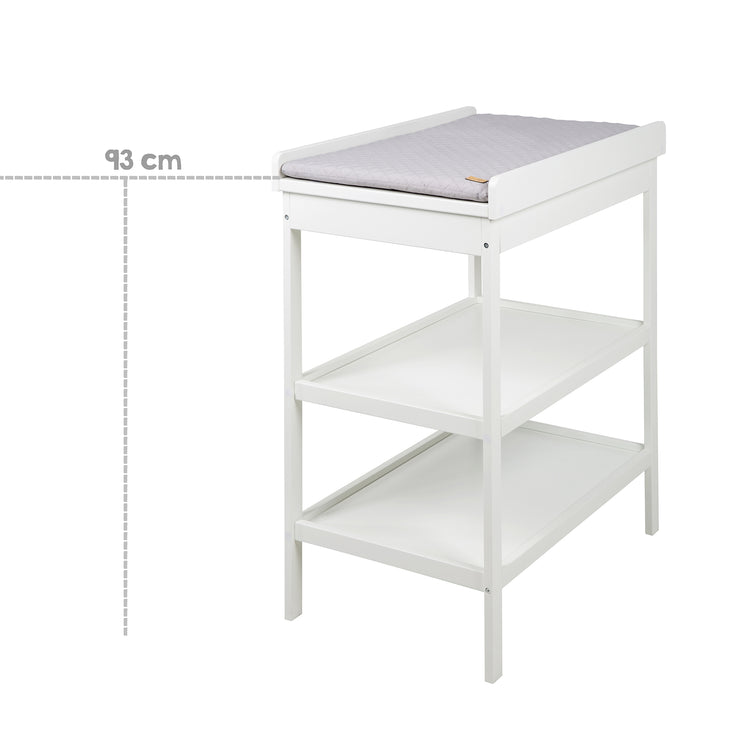 Changing shelf, white lacquered, incl. wrap pad 'roba style grey', space-saving, height 93.5cm