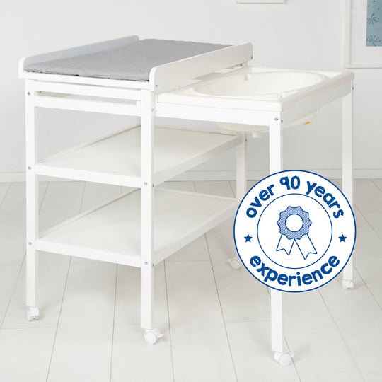 Bath-Changing Combo 'Baby Pool' White including Changing Pad 'roba Style', Extendable Tub