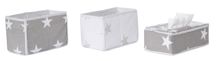 Care organizer set 'Little Stars', 3-part, 2 boxes for diapers & nappy accessories, 1 decorative box