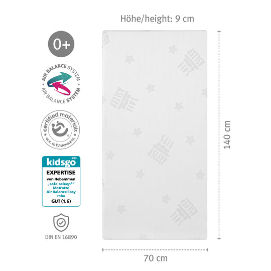 Babybettmatratze 'safe asleep®', AIR BALANCE EASY, 70 x 140 x 9 cm, für optimales Schlafklima