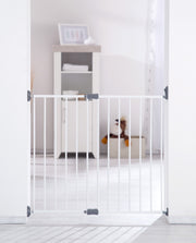 Cancello di sicurezza per porta "Easy Step", cancelletto di sicurezza in metallo bianco, extra alto, larghezza variabile 60 - 97 cm