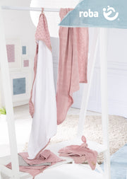 Set regalo biologico "Lil Planet" rosa / malva, asciugamano, panno da bagno, coperta e panno morbido, GOTS