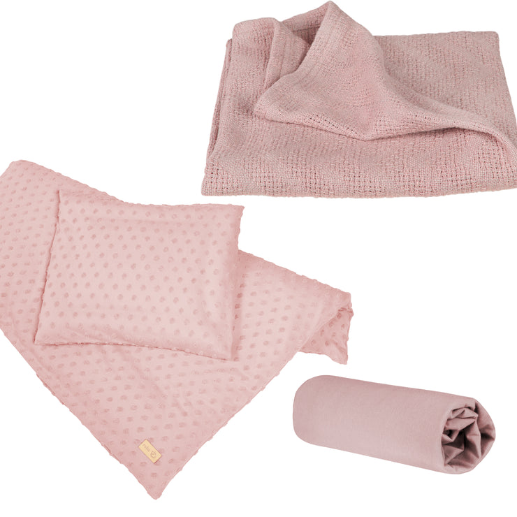 Organic gift set 'Lil Planet' pink / mauve, organic bed linen, fitted sheets & blankets, GOTS