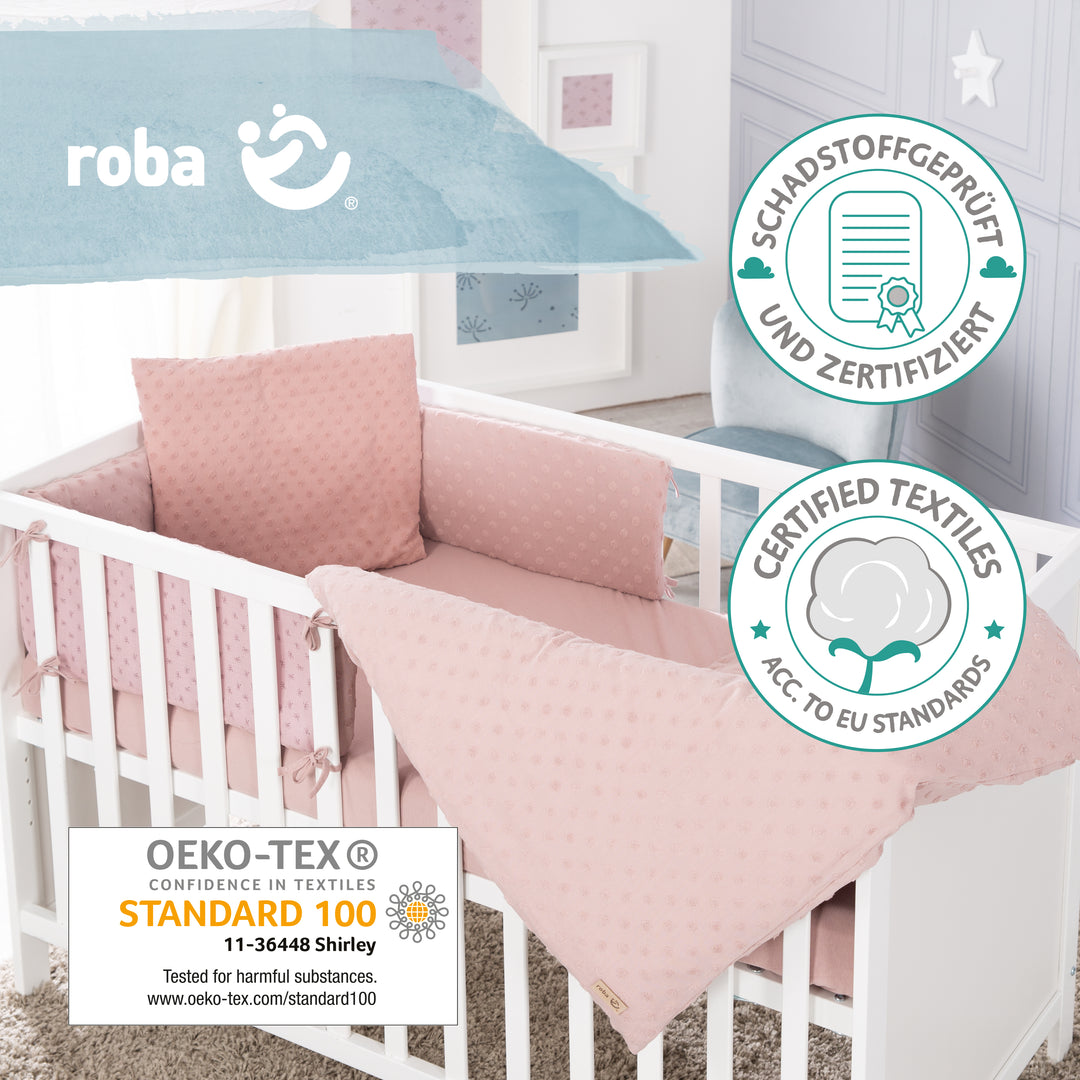 Coffret cadeau pour bébé 'Lil Planet' - 3 pcs - Linge de lit + Drap housse + Tour de lit - Rose