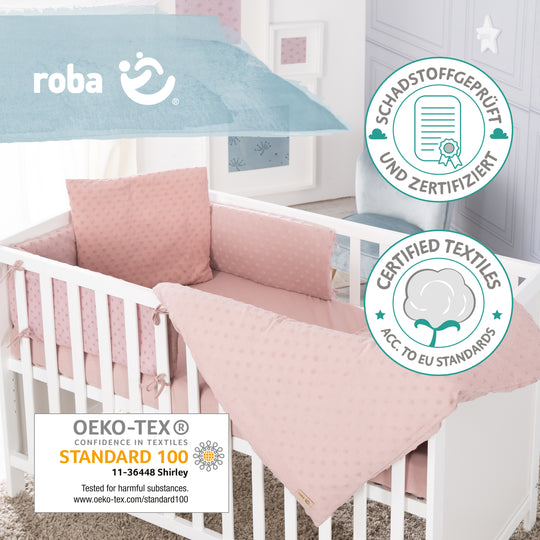 Coffret cadeau pour bébé 'Lil Planet' - 3 pcs - Linge de lit + Drap housse + Tour de lit - Rose