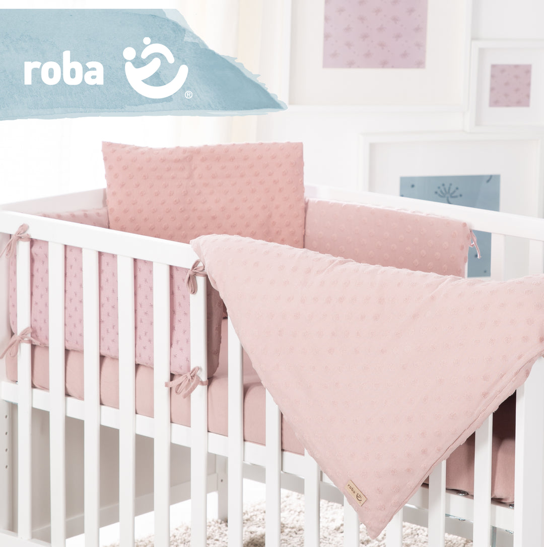 Coffret cadeau pour bébé 'Lil Planet' - 3 pcs - Linge de lit + Drap housse + Tour de lit - Rose