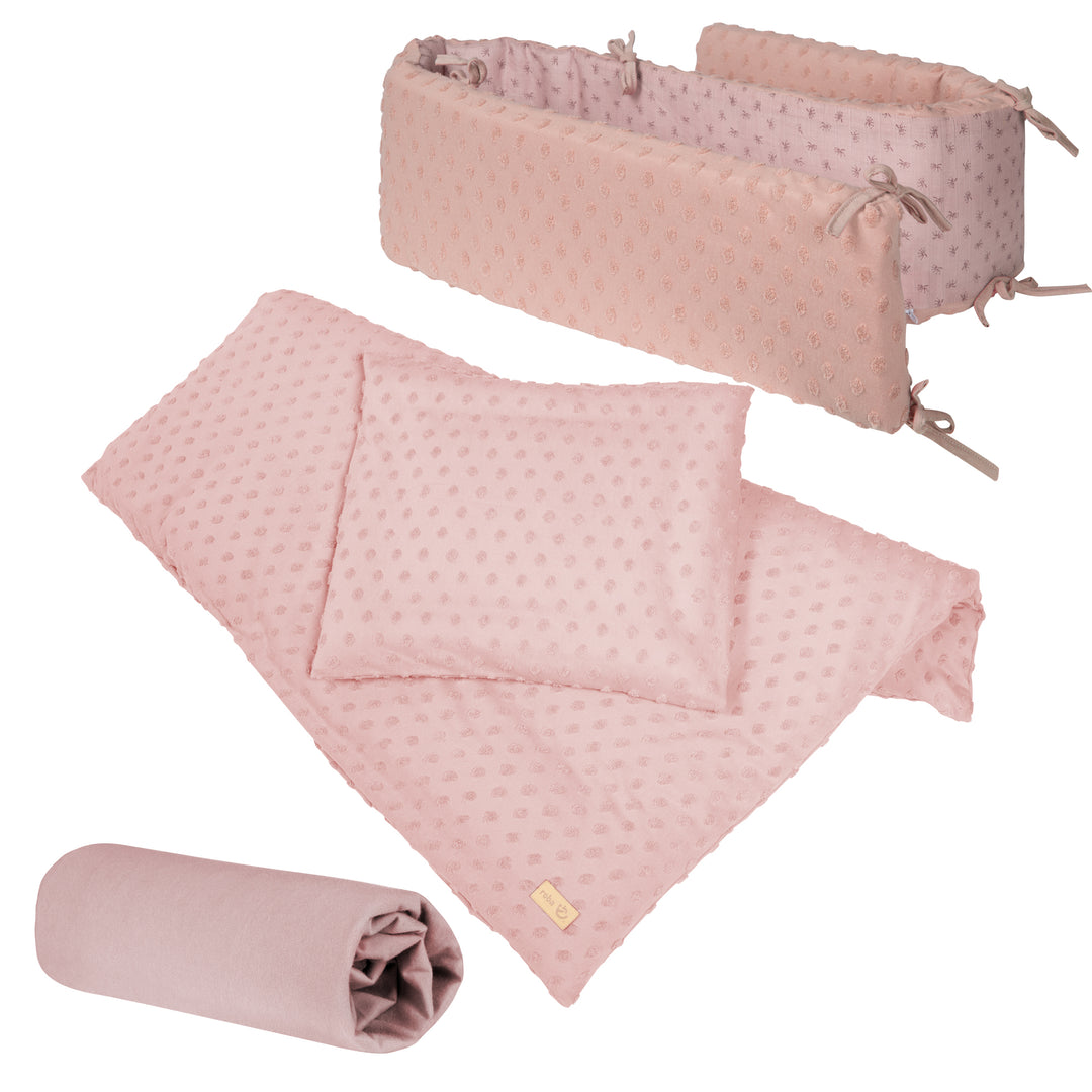 Coffret cadeau pour bébé 'Lil Planet' - 3 pcs - Linge de lit + Drap housse + Tour de lit - Rose