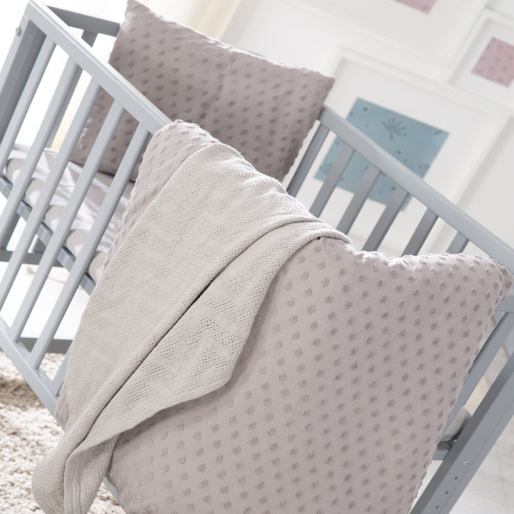 Organic gift set 'Lil Planet' silver gray, organic bed linen, fitted sheets & baby blanket, GOTS