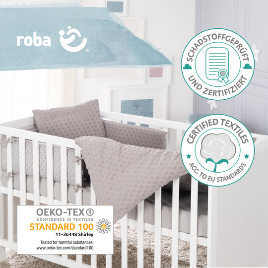 Coffret cadeau pour bébé 'Lil Planet' - 3 pcs - Linge de lit + Drap housse + Tour de lit - Gris clair