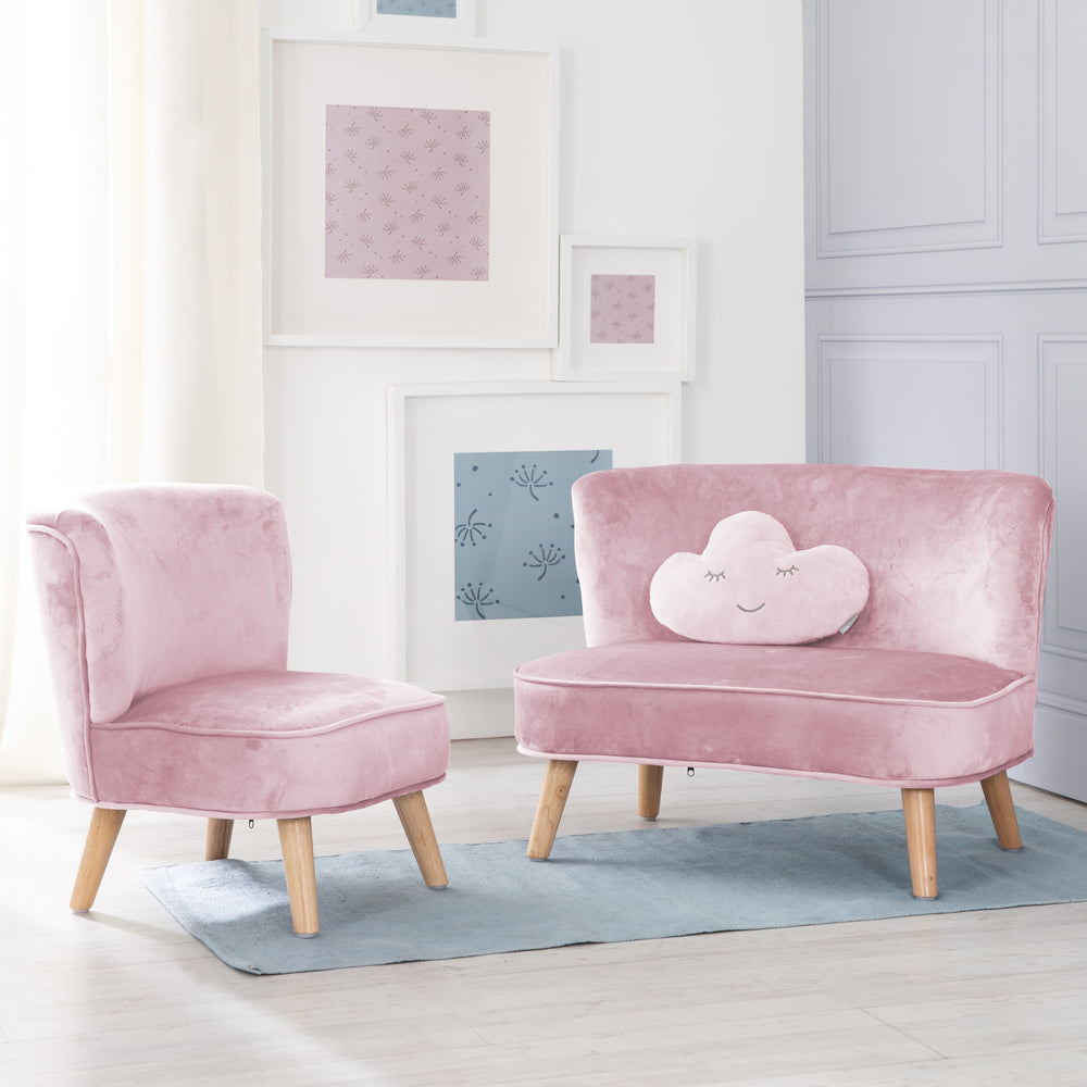 Paquete 'Lil Sofa' incluye sofá infantil, sillón infantil, cojín decorativo nube en rosa/mauve