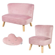 Pacchetto "Lil Sofa" contiene divano per bambini, sedia per bambini, cuscino decorativo a nuvola color rosa/malva