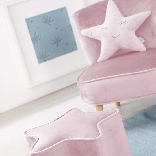 Ensemble 'Lil Sofa' - Canapé, tabouret et un coussin décoratif en forme d'étoile - Rose