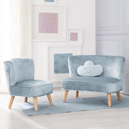 Bundle 'Lil Sofa' enthält Kindersofa, Kindersessel & Dekokissen Wolke in hellblau/sky