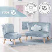 Ensemble "Lil Sofa" incl. un canapé, un fauteuil et un coussin décoratif en forme de nuage, bleu clair/ciel