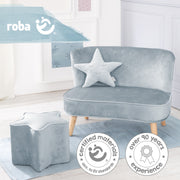 Paquete 'Lil Sofa' con sofá para niños, taburete con forma de estrella y cojín con forma de estrella en azul claro / cielo