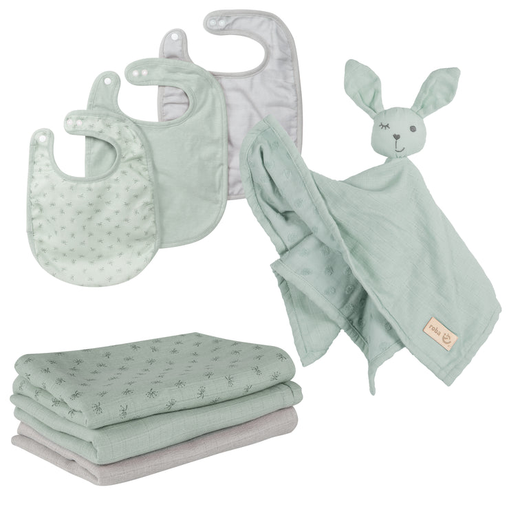Organic Gift Set Baby Essentials 'Lil Planet' frosty green made from organic cotton, GOTS certified