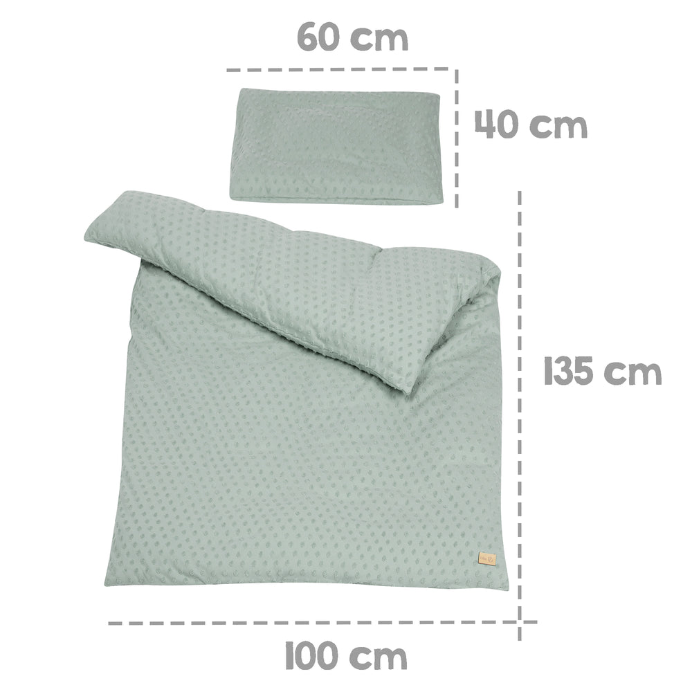 Coffret cadeau pour bébé 'Lil Planet' - 3 pcs - Linge de lit + Drap housse + Tour de lit - Vert givré