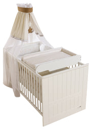 Fasciatoio comprensivo di fasciatoio "Vichy beige", da mettere sui lettini per neonati e bambini, bianco